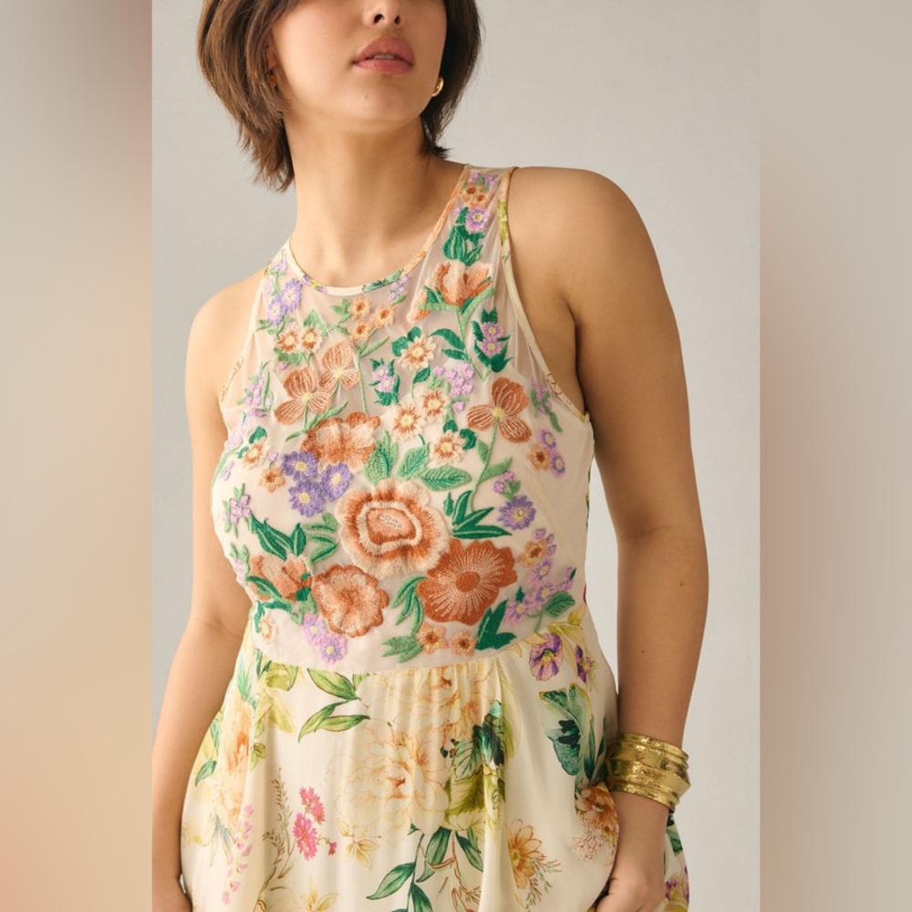 Anthropologie Floral A-Line Maxi Dress - Picture 8 of 9